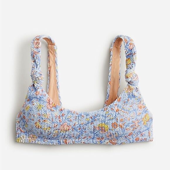 J crew Scrunchie knotted scoopneck bikini top in afternoon flora - Picture 1 of 1